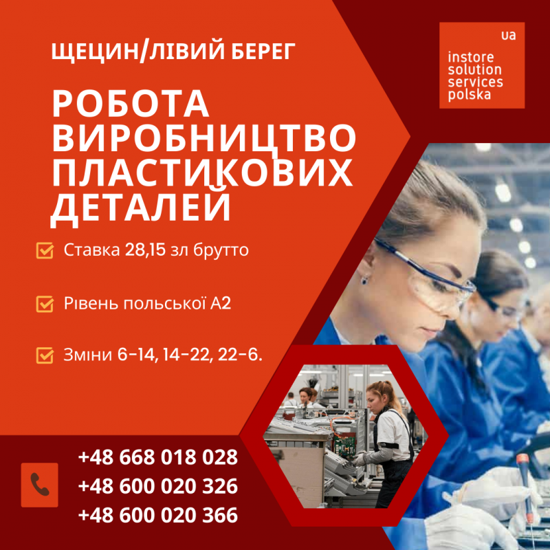 ПРАЦІВНИК ПРОДУКЦІЇ ПЛАСТИКОВИХ ДЕТАЛЕЙ