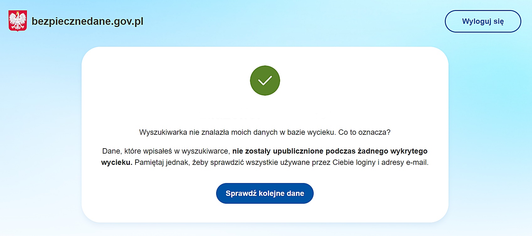 Скрін з сайту bezpiecznedane.gov.pl
