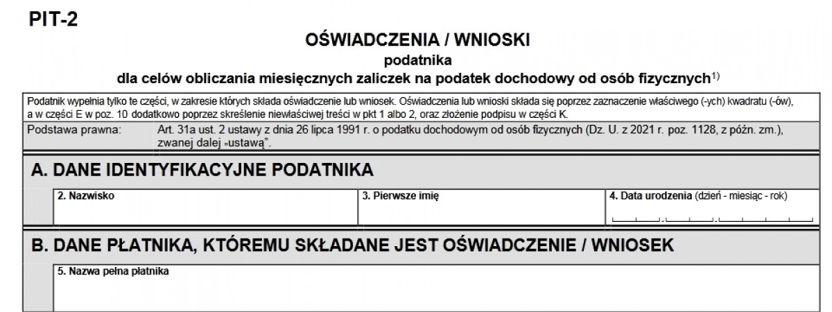 Заява PIT-2 для вищої зарплати щомісяця. Інструкція, як заповнити її для роботодавця в Польщі