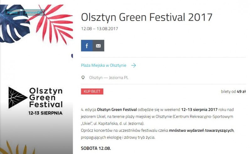 На двох сценах Olsztyn Green Festival можна буде послухати провідних представників польської альтернативної сцени, інді і хіп-хопу