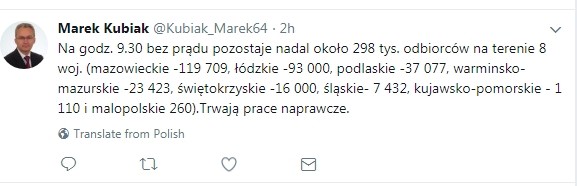 Повідомлення в соцмережі Twitter, користувач Marek Kubiak